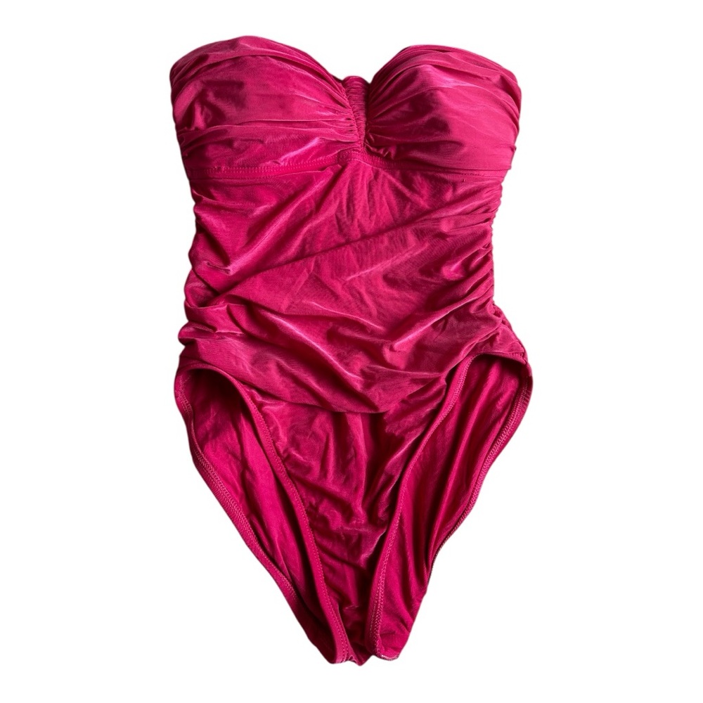La Blanca Vibrant Pink Strapless Ruched Swimsuit